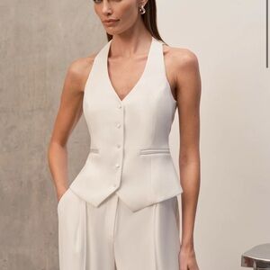 NADINE MERABI Cream Halter Vest